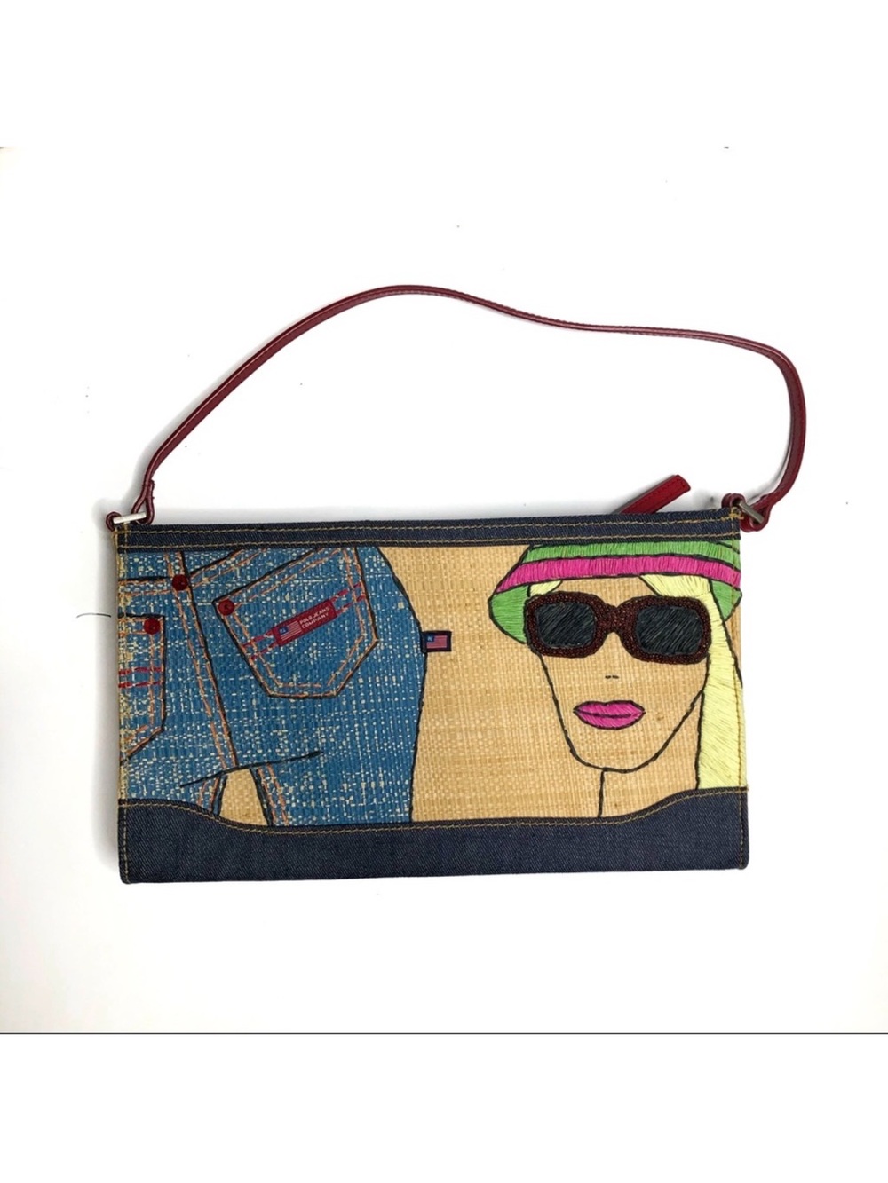 Rare Y2K Polo Jeans Co Ralph Lauren Raffia Shoulder Bag Beaded Novelty Purse - Picture 3 of 8